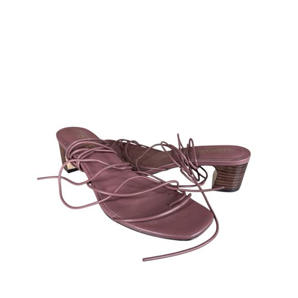 RAYE Talia Pink Leather Ankle Wrap Sandals Block Heel Size 8.5 - Picture 4 of 13